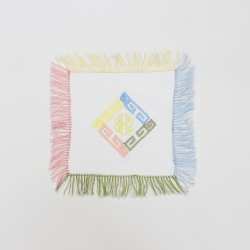 Mixed colors fringed linen cocktail napkins